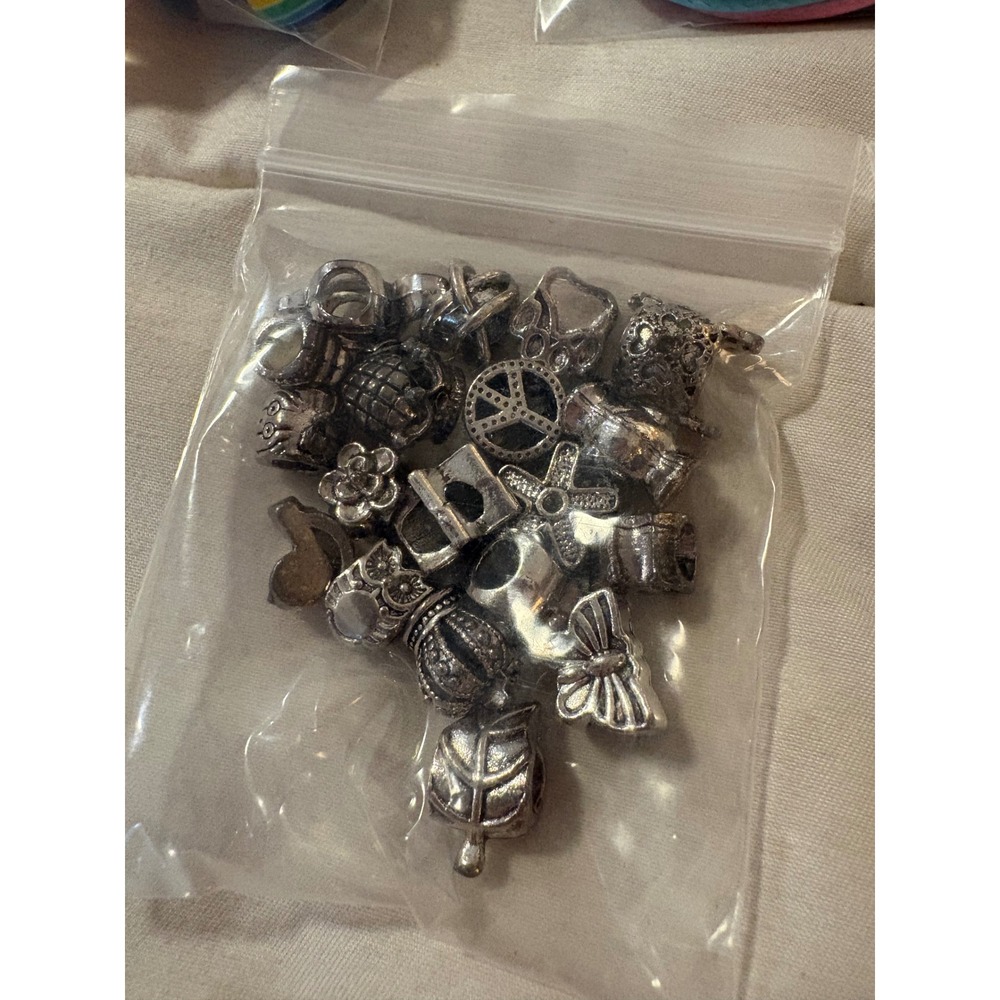 DIY Charm Bracelet Necklace Making Kit Beads Silver Charms Gift Bag Instruction - Picture 5 of 8